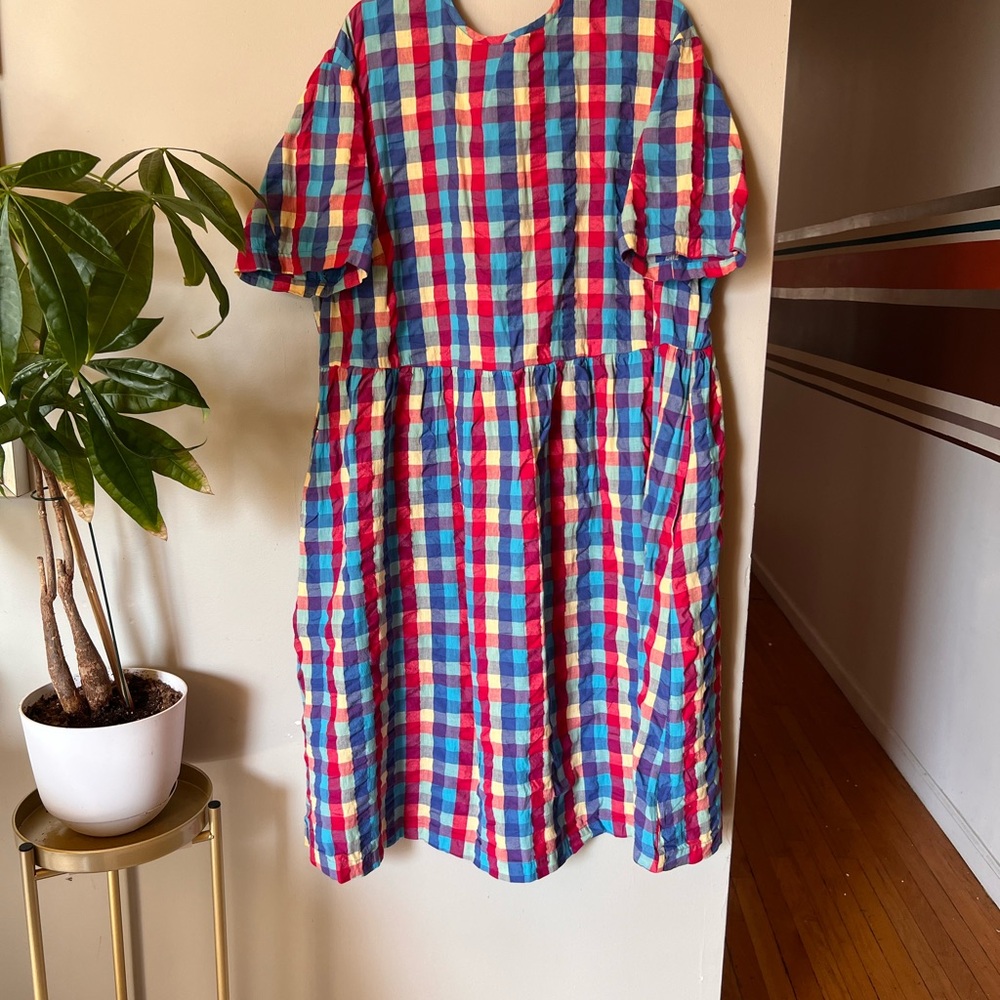 Lucy & Yak Multicolor Checkered Midi Dress